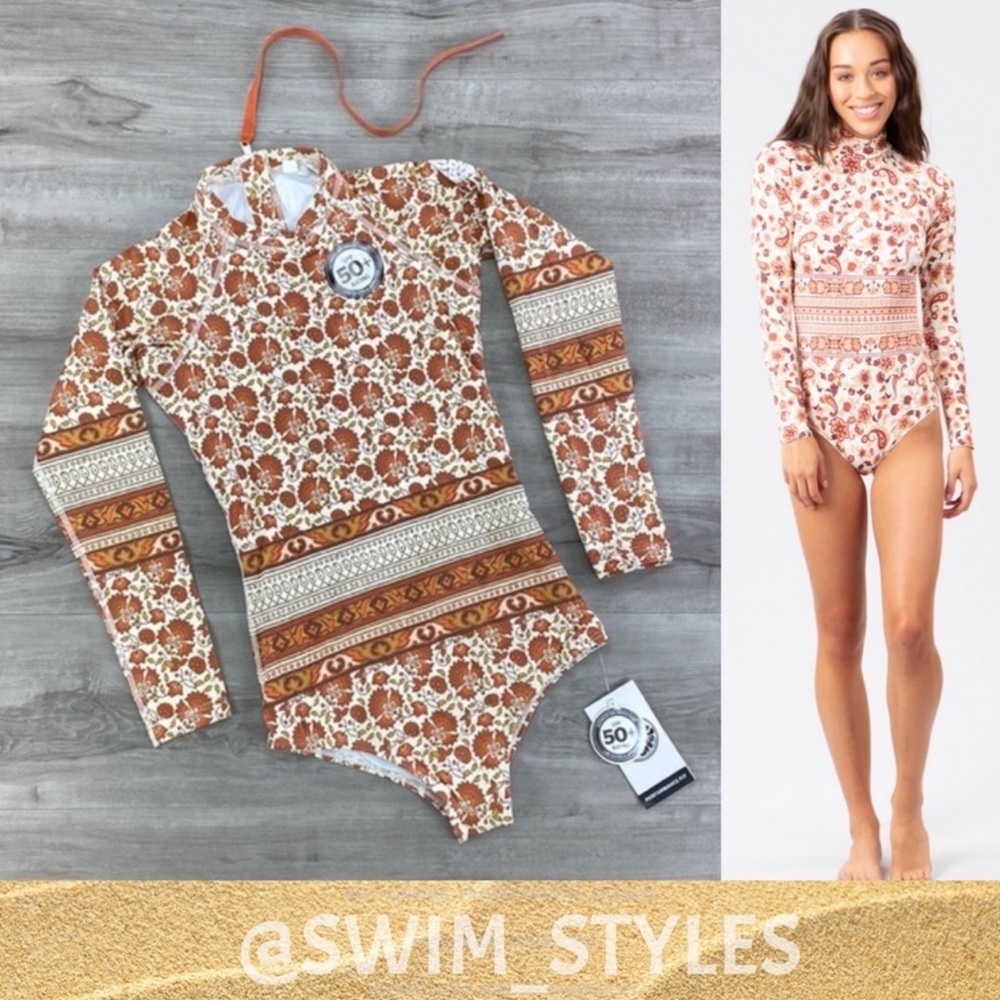 ☀️RIP CURL☀️ G BOMB LONG SLEEVE UV BURNT ORANGE BODY SUIT